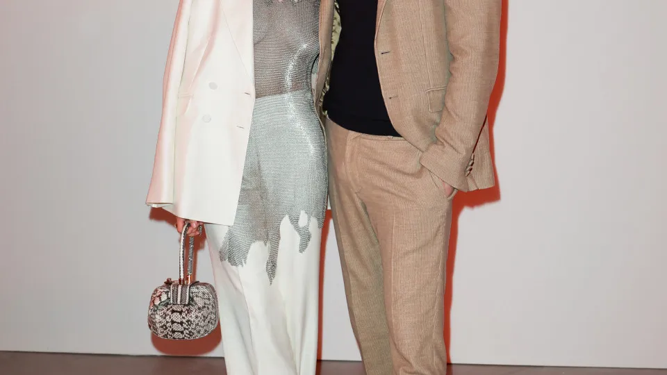 PARIS, FRANCE - MARCH 10: (EDITOR'S NOTE: Image contains [partial] nudity.) (EDITORIAL USE ONLY - For Non-Editorial use please seek approval from Fashion House) Annabelle Dexter Jones and Daniel Humm attend the Gabriela Hearst Womenswear Fall/Winter 2025-