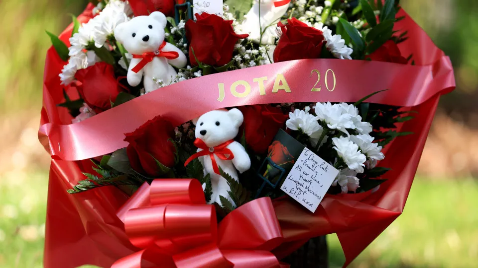 LIVERPOOL, ENGLAND - JULY 03: Tributes are laid for Liverpool player Diogo Jota at Anfield on July 03, 2025 in Liverpool, England. The current Liverpool player and Portugal international Jota died in a car crash in Zamora, Spain at the age of 28. (Photo b
