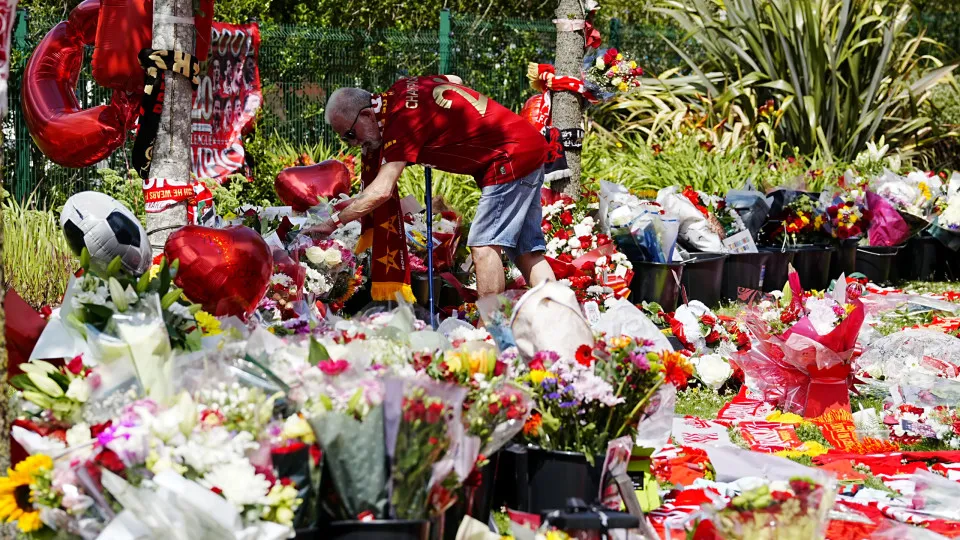 Tributes at Anfield Stadium, home of Liverpool, in memory of Diogo Jota who has died at the age of 28. Picture date: Thursday July 3, 2025. (Photo by Peter Byrne/PA Images via Getty Images)