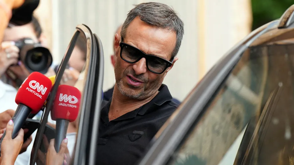 CORRECTION / Portuguese football agent Jorge Mendes gets in his car after leaving the funeral home in Puebla de Sanabria, in the northwestern Spanish province of Zamora, where the bodies of Liverpool forward Diogo Jota and his brother, Penafiel footballer