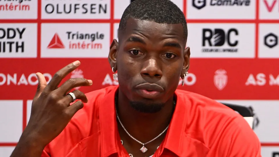 French midfielder Paul Pogba gives a press conference during his official presentation in Monaco, on July 3, 2025. Paul Pogba has signed a two-year deal with Ligue 1 side Monaco to return to football after a near two-year absence, the club announced on Ju