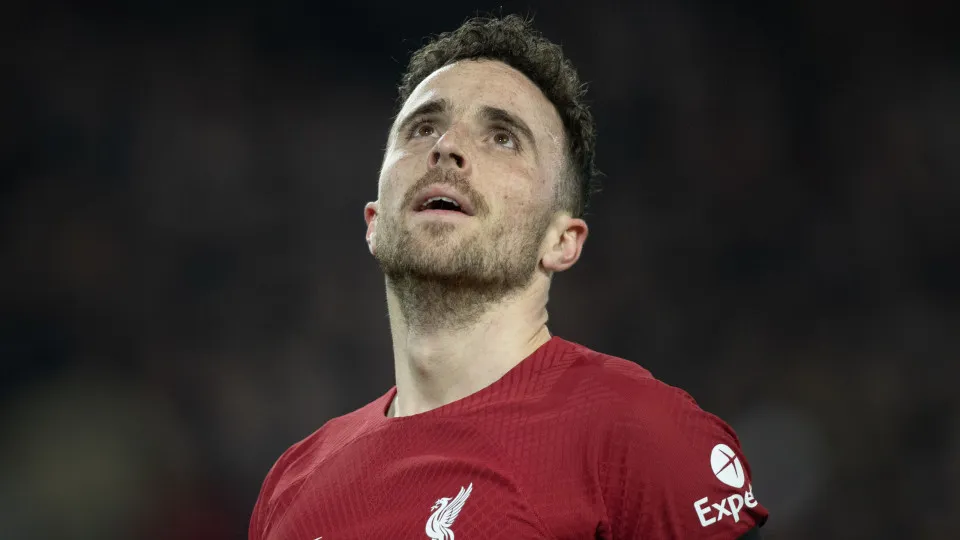 LIVERPOOL, ENGLAND - FEBRUARY 13: Diogo Jota of Liverpool in action during the Premier League match between Liverpool FC and Everton FC at Anfield on February 13, 2023 in Liverpool, United Kingdom. (Photo by Visionhaus/Getty Images)