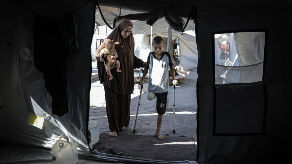 Faixa de Gaza, hospital de campanha, criança amputada, Muhammed Omar Selim Muslih