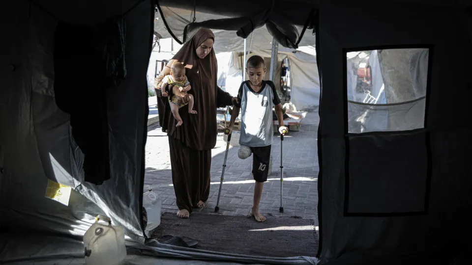 Faixa de Gaza, hospital de campanha, criança amputada, Muhammed Omar Selim Muslih
