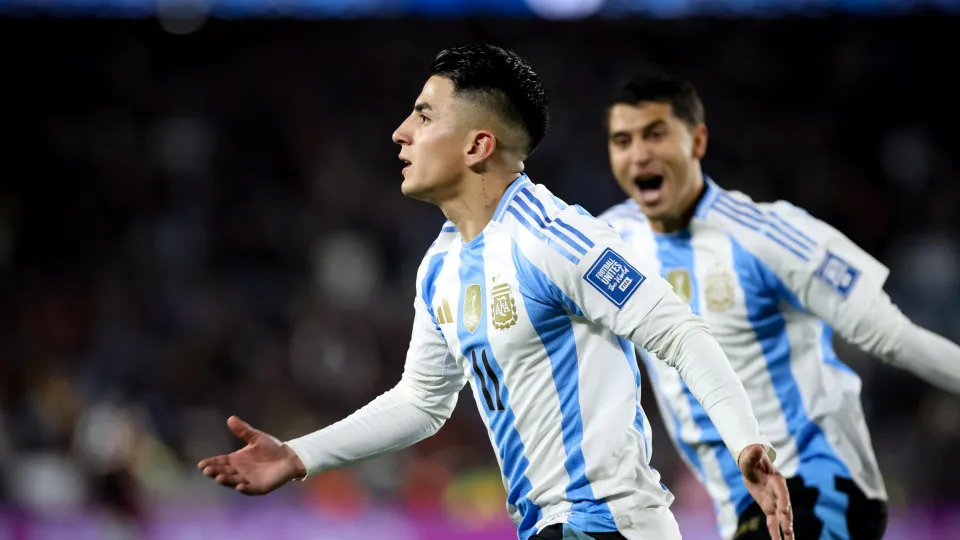 BUENOS AIRES, ARGENTINA - 2025/06/10: Thiago Almada of Argentina reacts during the match between Argentina and Colombia as part of 2026 FIFA World Cup Qualifiers at Mas Monumental Stadium. Final score: Argentina 1 - 1 Colombia. (Photo by Roberto Tuero/SOP