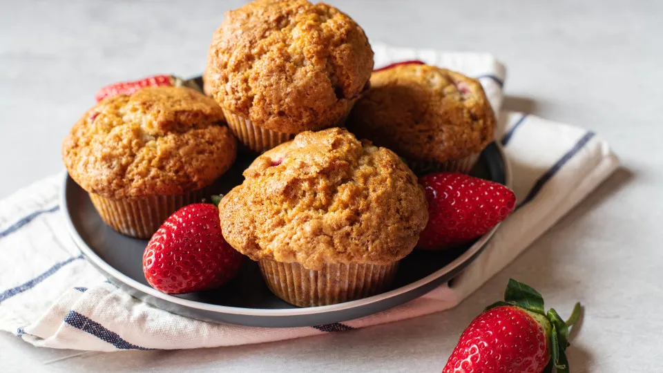 muffins de morango vegan