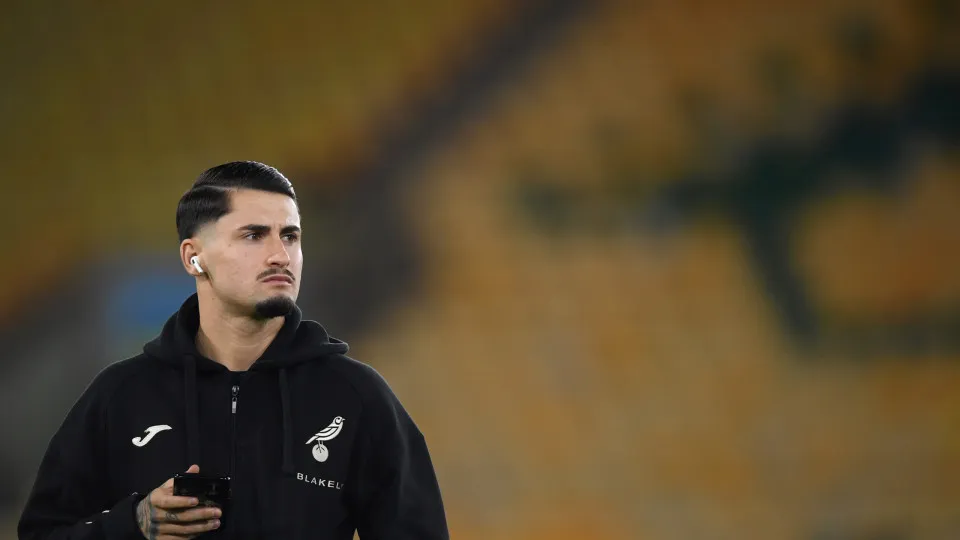 NORWICH, ENGLAND - MARCH 07: Borja Sainz of Norwich City looks on during a pitch inspection prior to the Sky Bet Championship match between Norwich City FC and Oxford United FC at Carrow Road on March 07, 2025 in Norwich, England. (Photo by Harriet Lander