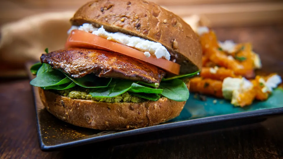 hamburger de cogumelos portobello