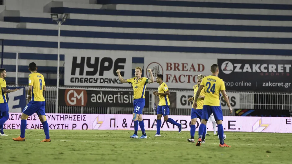 Dunajská Streda's Zsolt Kalmár celebrate the second goal of his team during the UEFA Europa League second qualifying round, second leg soccer match between Atromitos Athens and  FK DAC 1904 Dunajská Streda  (Photo by Dimitris Lampropoulos/NurPhoto via Get