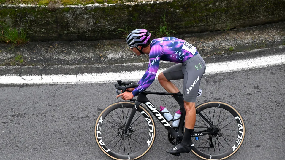 BRISIGHELLA AL CESENA, ITALY - MARCH 28: Samuele Privitera of Italy and Team Jayco AlUla competes during the 39th Settimana Internazionale Coppi e Bartali 2025, Stage 4 a 150.4km stage from Brisighella to Brisighella al Cesena on March 28, 2025 in Brisigh