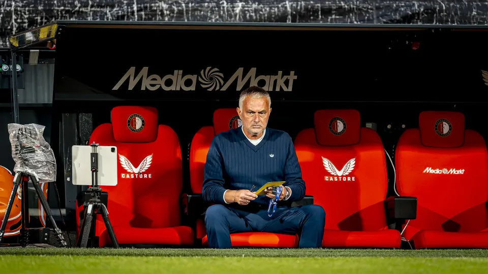 Fenerbahce SK trainer Jose Mourinho is present during the match between Feyenoord and Fenerbahce at the Kuip Stadium for the third qualifying round of the Champions League season 2025-2026 in Rotterdam, Netherlands, on August 6, 2025. (Photo by Marcel van