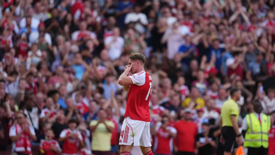Arsenal's Viktor Gyokeres celebrates scoring their side's first goal of the game during an Emirates Cup match at Emirates Stadium, London. Picture date: Saturday August 9, 2025. (Photo by John Walton/PA Images via Getty Images)