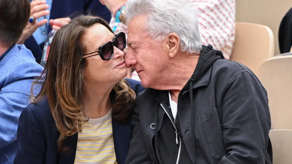 PARIS, FRANCE - JUNE 07: Lisa Hoffman and Dustin Hoffman are seen at Roland Garros on June 07, 2025 in Paris, France. (Photo by Stephane Cardinale - Corbis/Corbis via Getty Images)