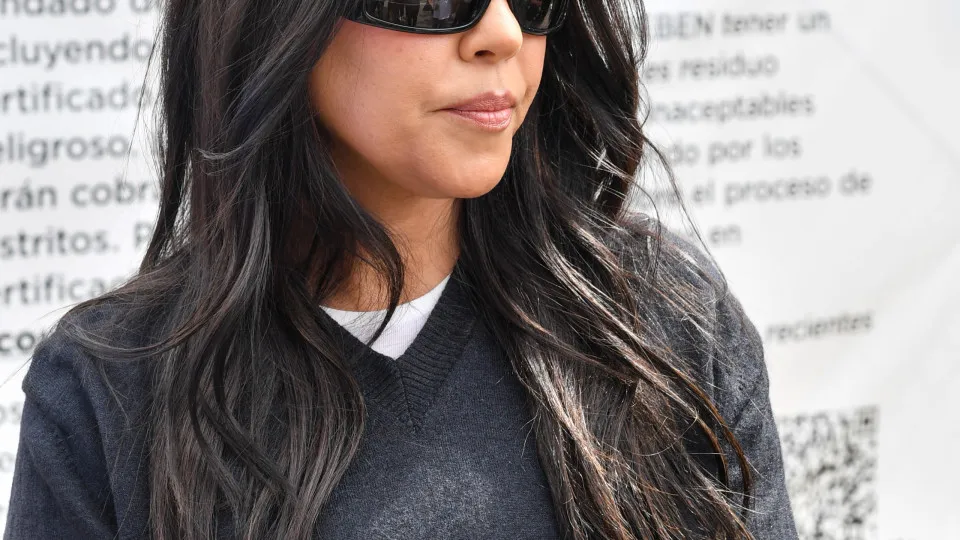LOS ANGELES, CA - FEBRUARY 27: Kourtney Kardashian is seen at a protest to stop recent wildfire waste being sent to the Calabasas Landfill on February 27, 2025 in Los Angeles, California.  (Photo by PG/Bauer-Griffin/GC Images)