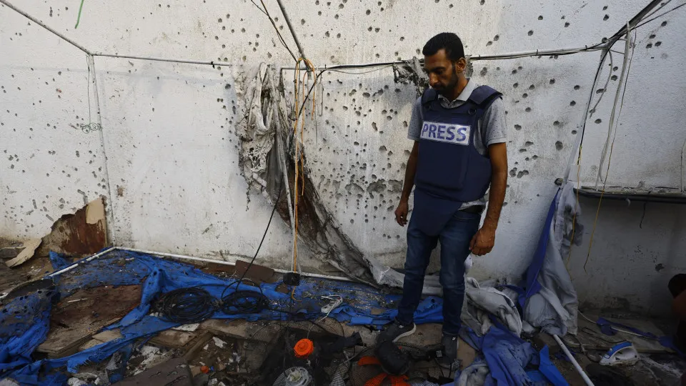 cidade de gaza, ataque aéreo, jornalista, press