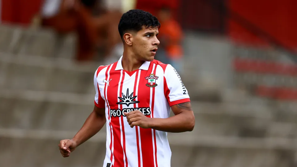 GIRONA, SPAIN - JULY 23: Mateus Fernandes of Southampton during the pre-season friendly match between CD Castellon and Southampton FC, at Nou Estadi Municipal, on July 23, 2025 in Girona, Spain. (Photo by Matt Watson/Southampton FC via Getty Images)