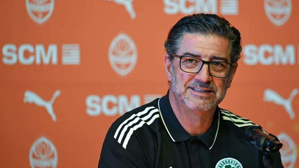KRAKOW, POLAND  AUGUST 14:
Panathinaikos manager Rui Vitoria addresses the media during a press conference ahead of the UEFA Europa League Third Qualifying Round match against Panathinaikos FC at Stadion Miejski im. Henryka Reymana in Krakow, Lesser Pola