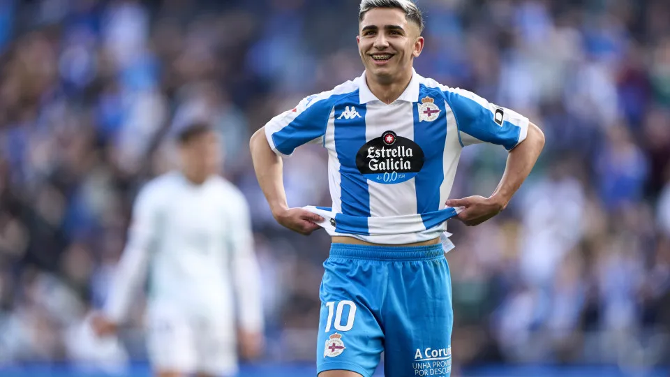 Yeremay Hernandez of RC Deportivo de La Coruna reacts during the La Liga Hypermotion match between RC Deportivo La Coruna and SD Huesca at Estadio Abanca Riazor in A Coruna, Spain, on February 23, 2025. (Photo by Jose Manuel Alvarez Rey/JAR Sport Images/N