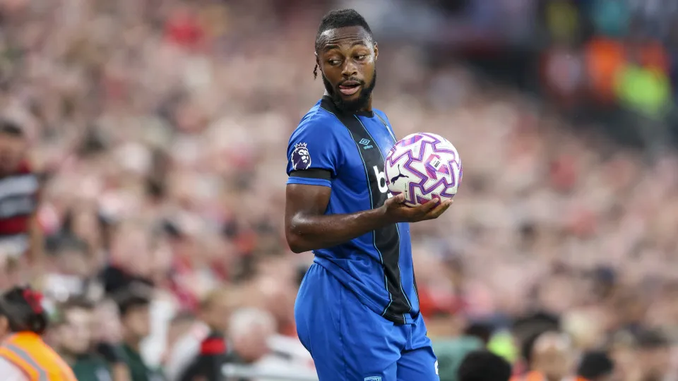 LIVERPOOL, ENGLAND - AUGUST 15: Antoine Semenyo of Bournemouth who was subject to racist abuse during the Premier League match between Liverpool and Bournemouth at Anfield on August 15, 2025 in Liverpool, England. (Photo by Robin Jones - AFC Bournemouth/A