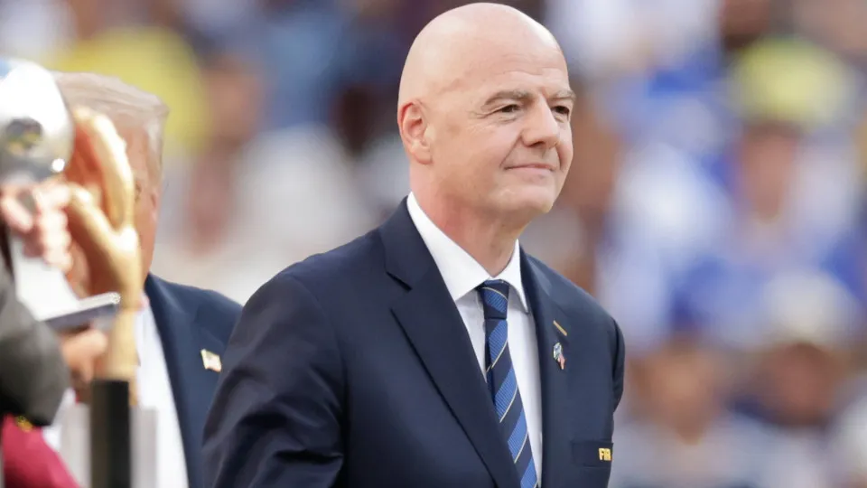 EAST RUTHERFORD, NJ - JULY 13:  Gianni Infantino
President of Fédération Internationale de Football Association on stage after the FIFA Club World Cup Final on July, 13, 2025 at MetLife Stadium in East Rutherford, New Jersey.  (Photo by Rich Graessle/Ico