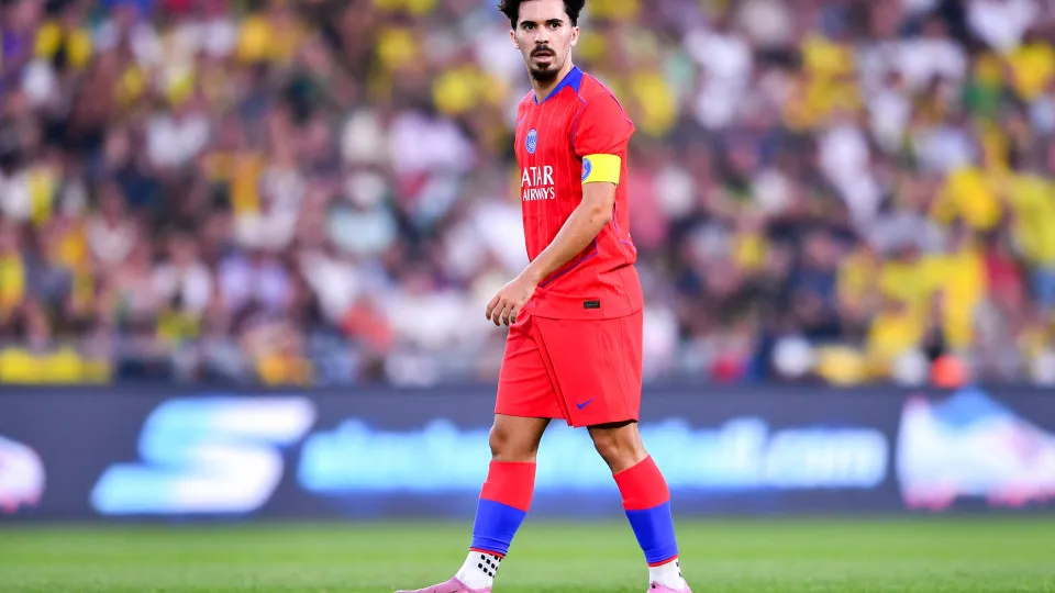 NANTES, FRANCE - AUGUST 17: Vitinha of PSG looks on during the Ligue 1 McDonald's match between FC Nantes and Paris Saint-Germain FC at Stade de la Beaujoire on August 17, 2025 in Nantes, France. (Photo by Franco Arland/Getty Images)