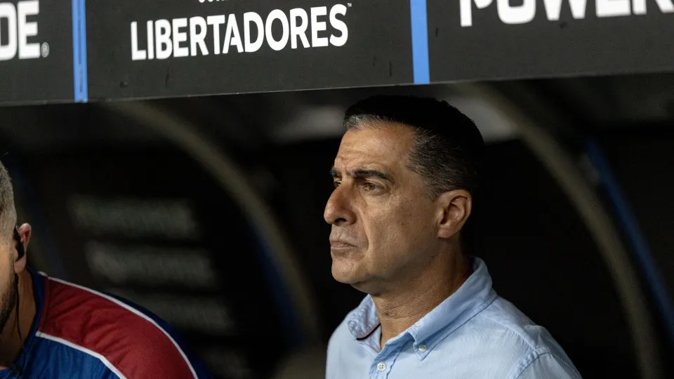 Fortaleza's Portuguese head coach Renato Paiva looks on from the bench ahead of the Copa Libertadores round of 16 first leg football match between Brazil's Fortaleza and Argentina's Velez Sarsfield, at the Arena Castelao stadium in Fortaleza, Brazil on Au