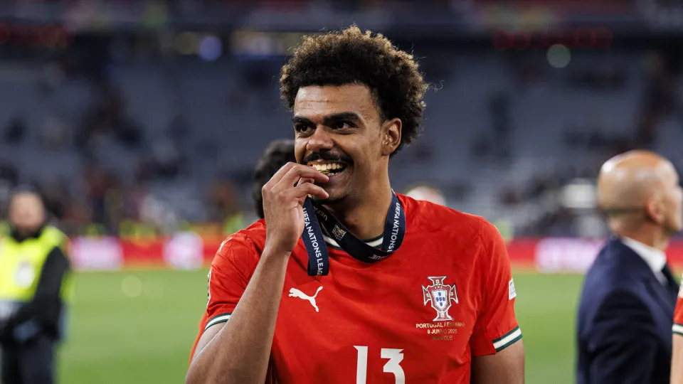 MUNICH, GERMANY - JUNE 08: Renato Veiga of Portugal celebrates with his teammates after winning the UEFA Nations League 2025 match against Spain at Munich Football Arena on June 8, 2025 in Munich, Germany. (Photo by Maciej Rogowski/Eurasia Sport Images/Ge