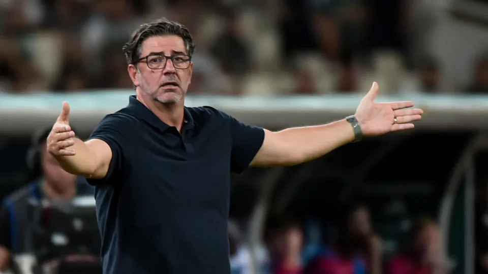 ATHENS, GREECE - JULY 30: Panathinaikos coach Rui Vitória reacts during the UEFA Champions League Second Qualifying Round Second Leg match between Panathinaikos and Rangers at Athens Olympic Stadium on July 30, 2025 in Athens, Greece. (Photo by Milos Bica