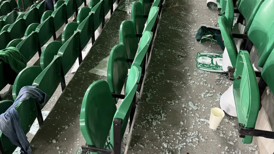 Vídeo: Queda de vidro deixa 17 adeptos do Sporting feridos, 1 no hospital