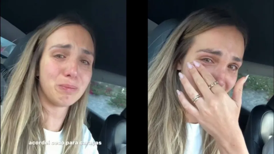 Rebeca Caldeira desfeita em lágrimas no primeiro dia de escola da filha