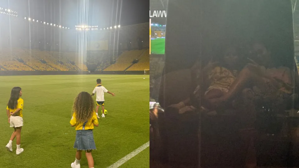 Georgina Rodríguez leva filhos ao estádio para apoiar Cristiano Ronaldo