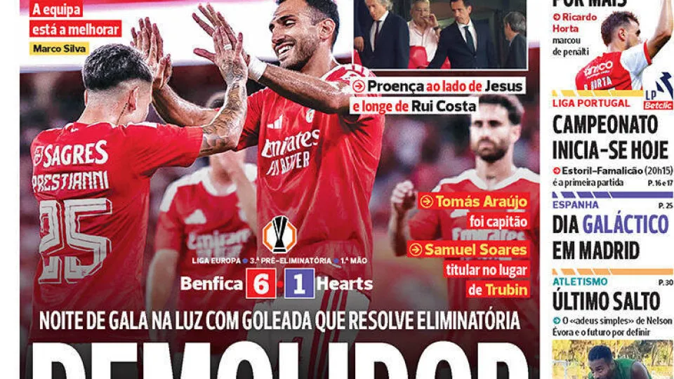 Benfica goleia Hearts e Newcastle reconsidera Froholdt