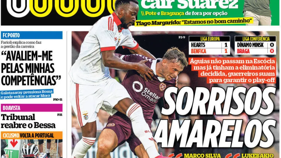 Por cá: Sorriso amarelo do Benfica e braço de ferro por Rodrigo Mora