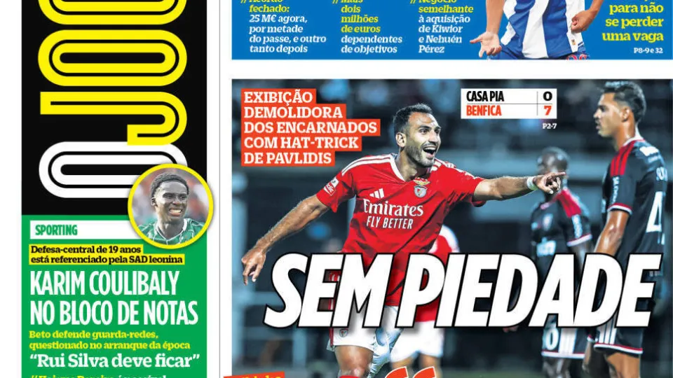 Benfica goleia Casa Pia por 7-0 na I Liga