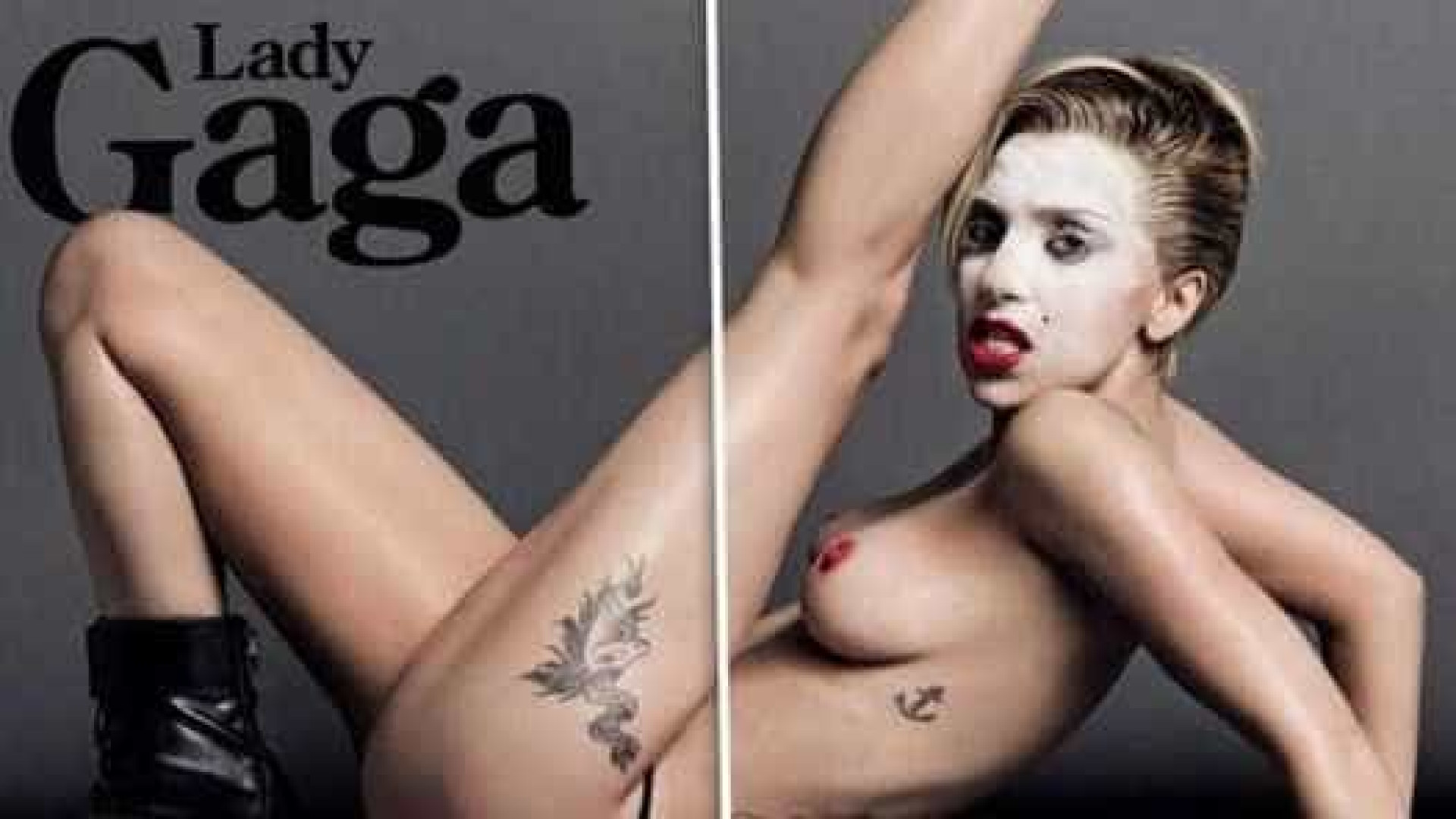 <b>Lady</b> <b>Gaga</b> nua e de mamilos pintados em revista.