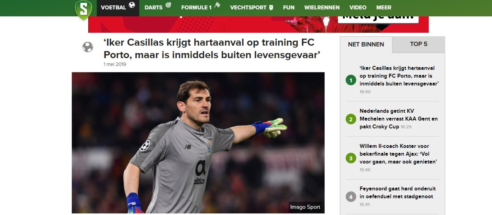 Imprensa internacional reage em peso a enfarte súbito de Iker Casillas