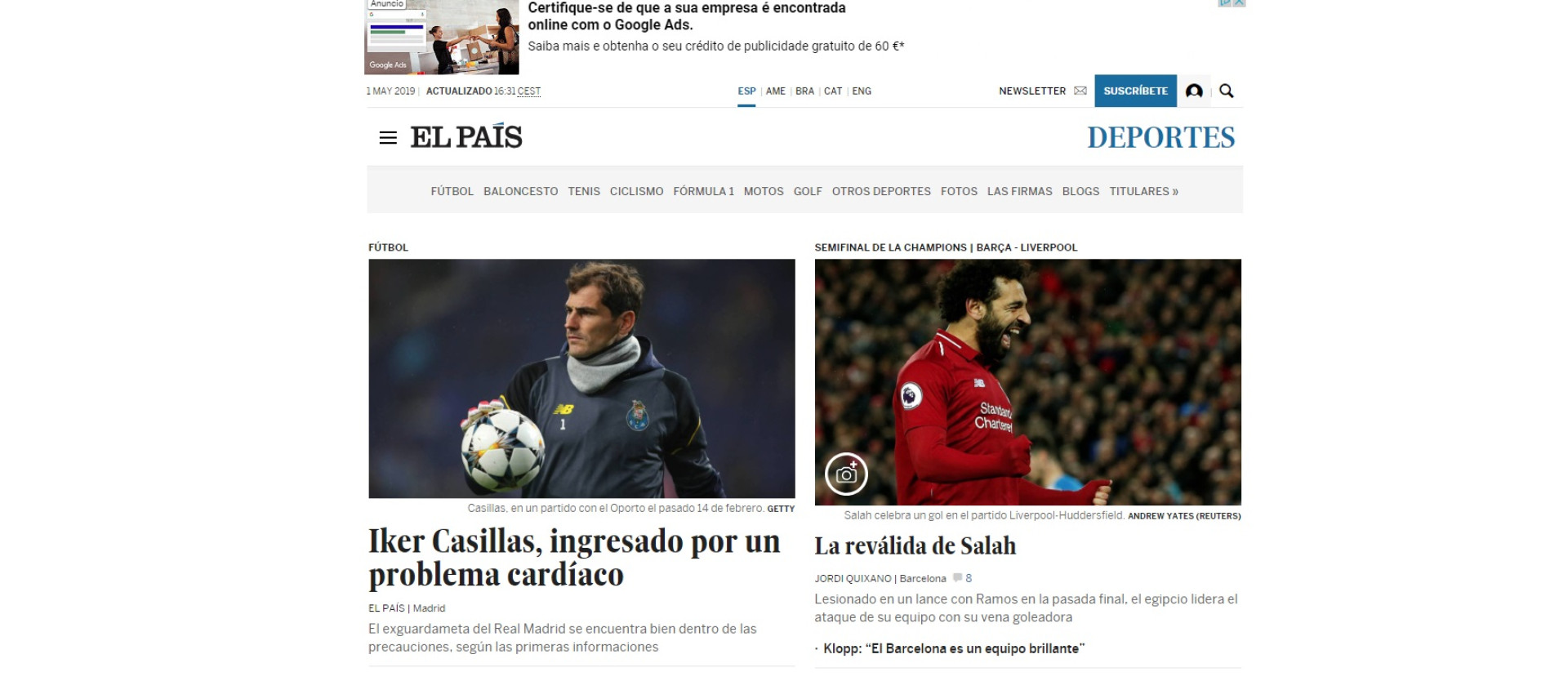 Imprensa internacional reage em peso a enfarte súbito de Iker Casillas