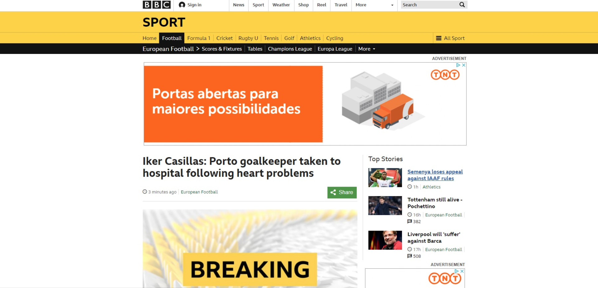 Imprensa internacional reage em peso a enfarte súbito de Iker Casillas