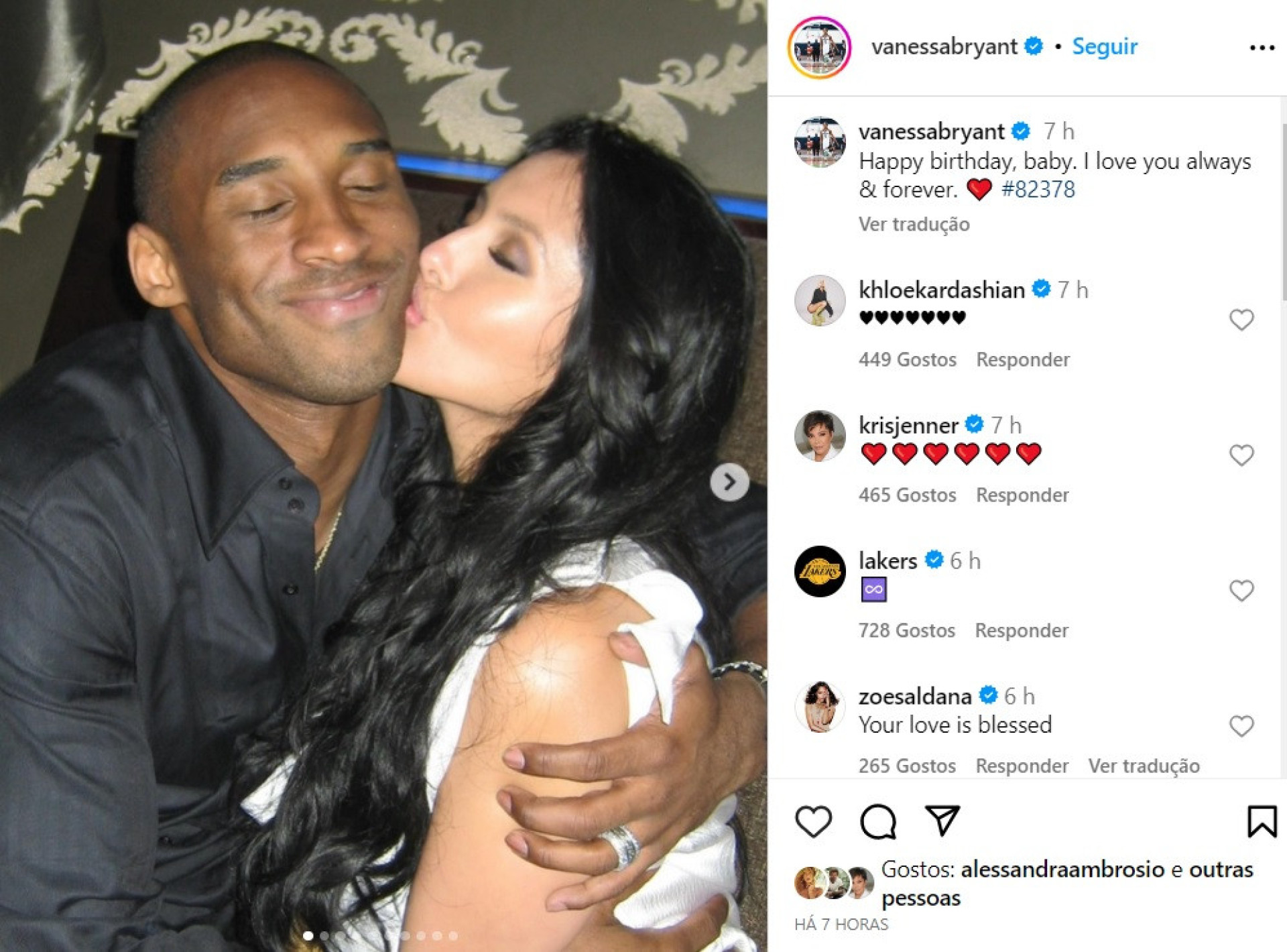 As primeiras declarações de Vanessa, mulher de Kobe Bryant, após